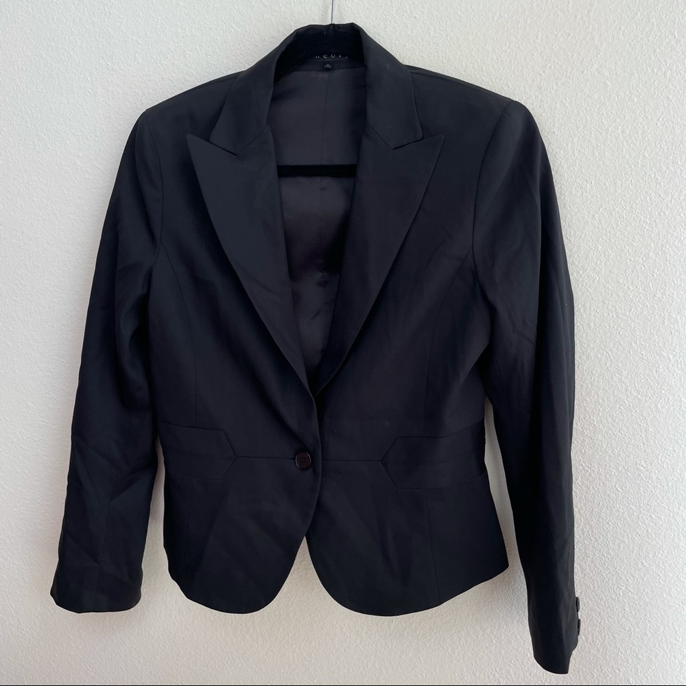 Theory Wool Black Fitted Single Button Blazer Jac… - image 1